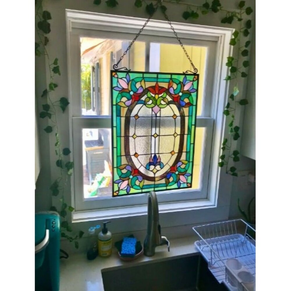 Dancing Style Stained Glass Window Hangings Panels 17" W x 22" H Fine Handicraft